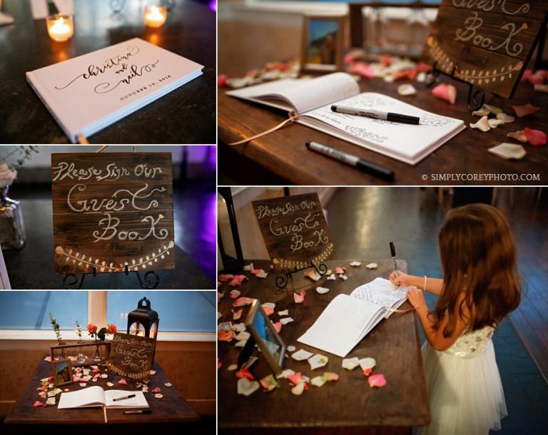 Villa Rica wedding photographer, guest book table at reception