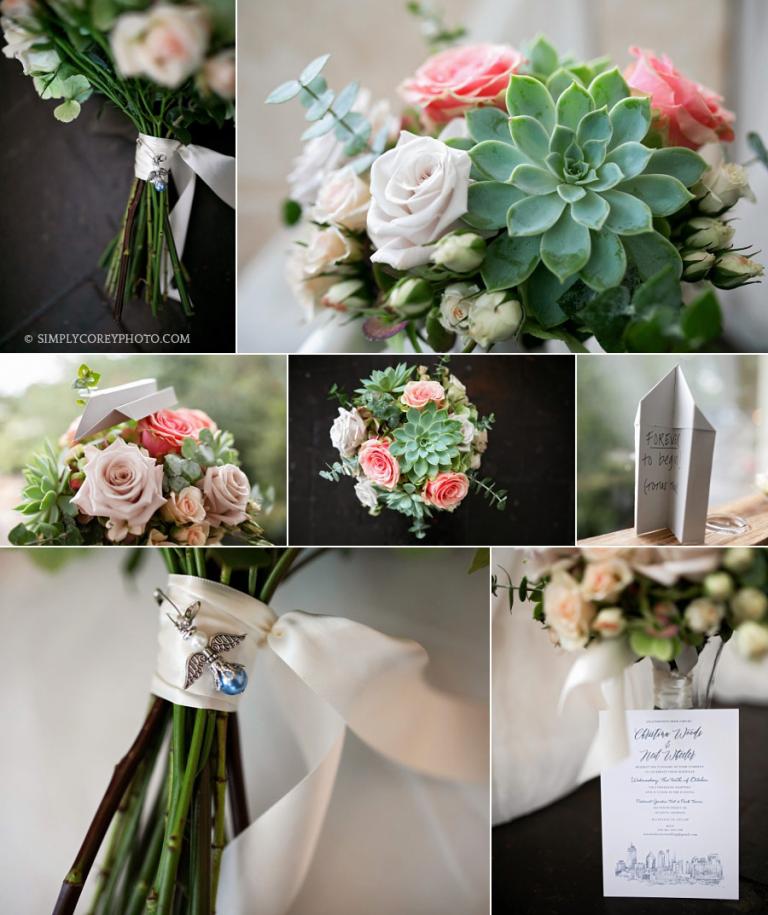 West Georgia wedding photographer, bridal bouquet with succulents