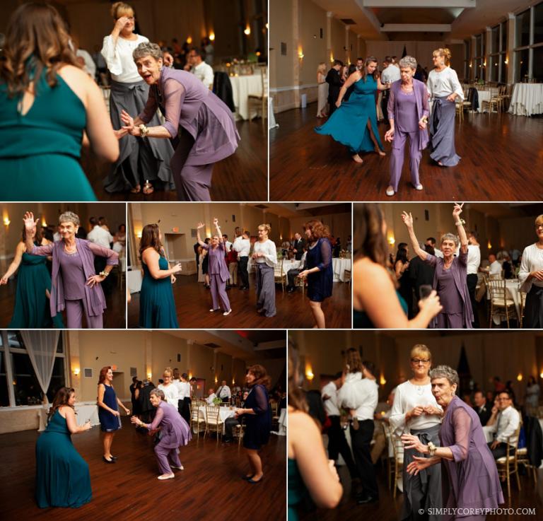 West Georgia wedding photographer, grandma dancing at reception