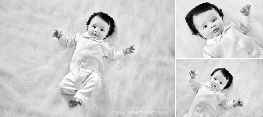 Bremen baby photographer, serious baby girl with lots of hair