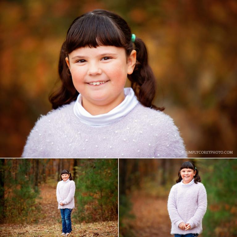 Atlanta kids photographer, fall portraits of a girl in pigtails
