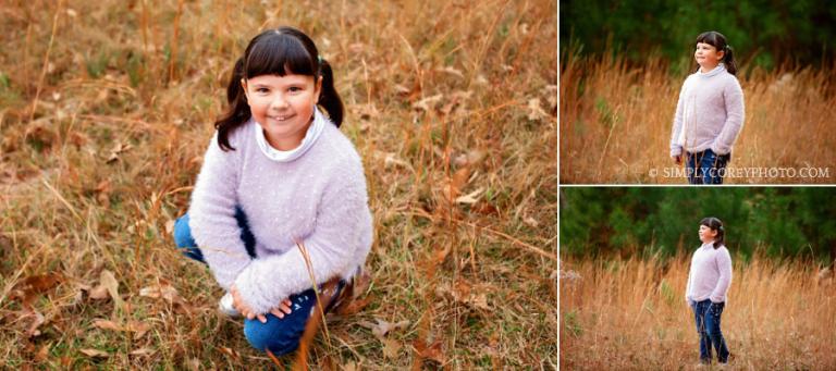 Carrollton children's photographer, girl in tall golden grass