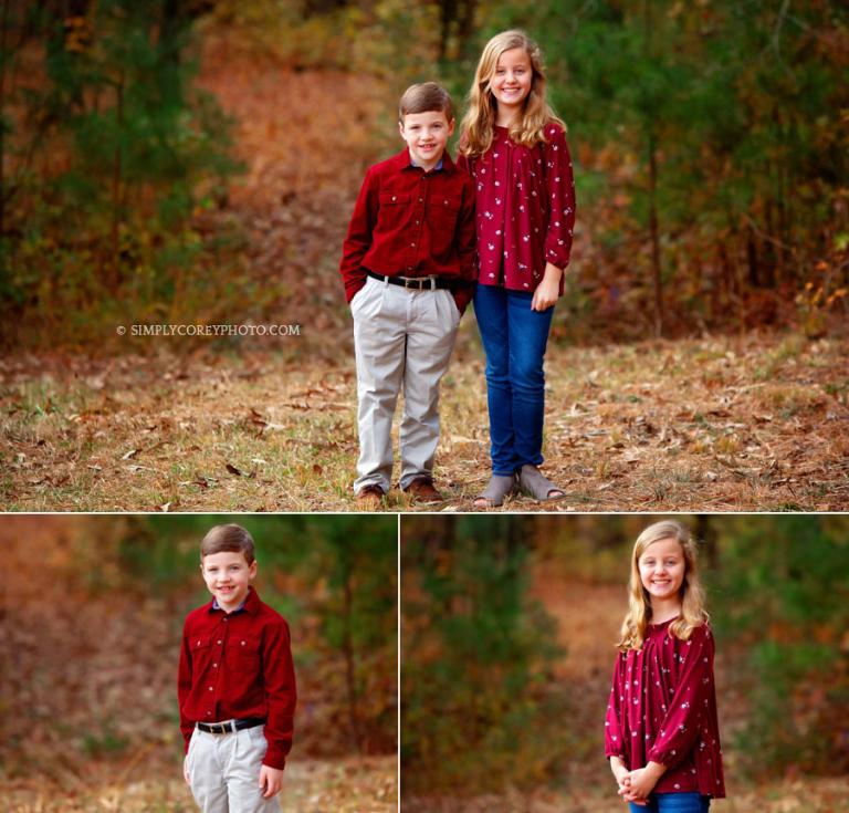 Douglasville children's photographer, fall portraits of siblings