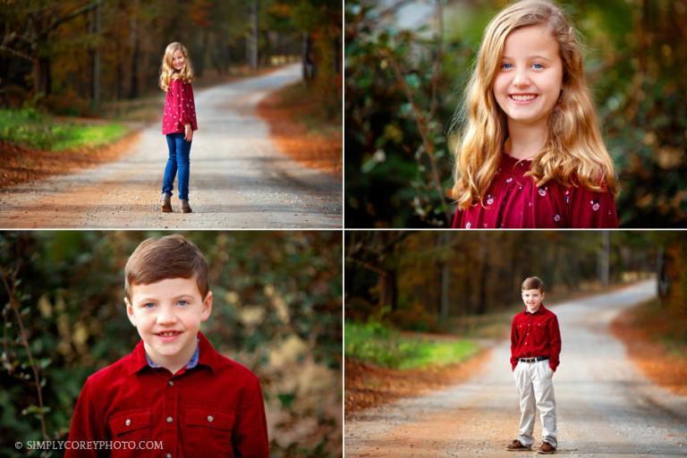 Newnan children's photographer, kids on a country road in the fall