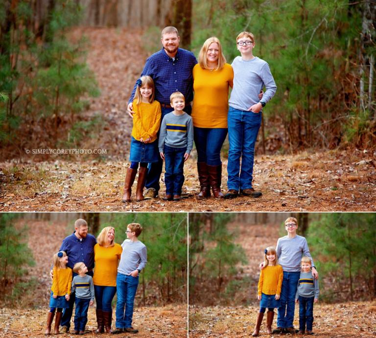 Douglasville family photographer, parents with three kids outside
