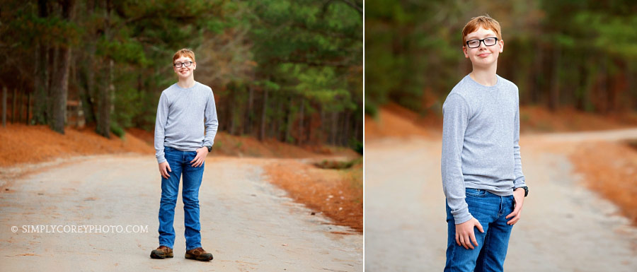 West Georgia photographer, teen boy outside on country road