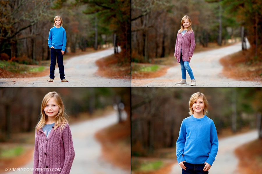 Villa Rica family photographer, children outside on a dirt road