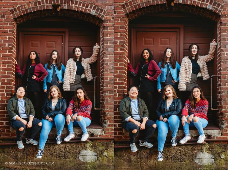 Newnan teen photographer, group of college friends downtown