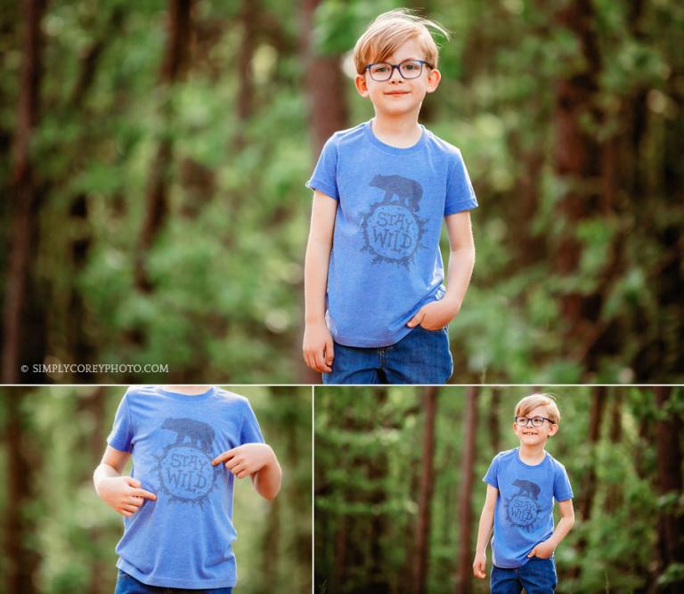 commercial photographer Carrollton, Georgia; child model in glasses outside