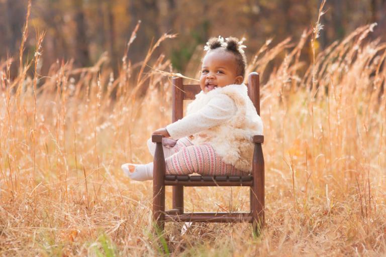 baby photographer Atlanta, girl outside in tall golden grass