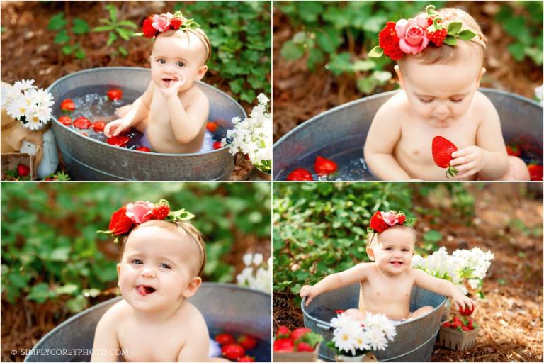 Newnan Baby Photographer | Atlanta Strawberry Bath Photographer | Willow