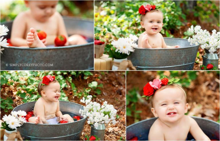 Newnan Baby Photographer | Atlanta Strawberry Bath Photographer | Willow