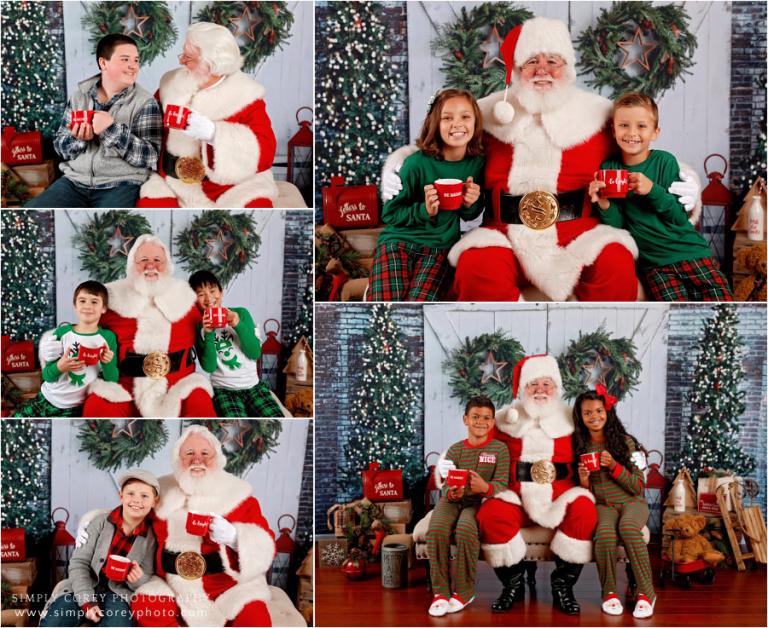 Douglasville Santa Claus mini session photographer, kids and Christmas mugs