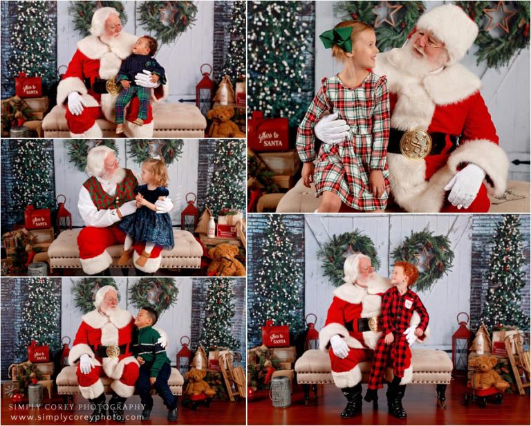 Newnan Santa Claus mini session photographer, kids talking to Santa