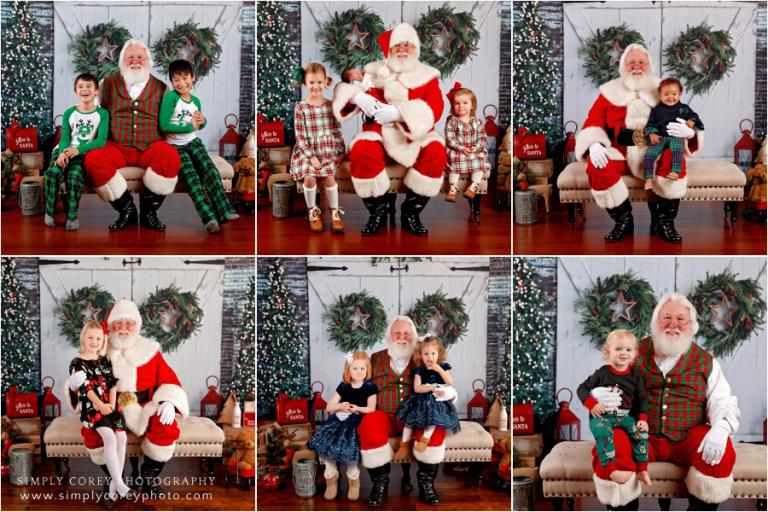 Santa Claus mini sessions near Newnan, kids smiling with Santa