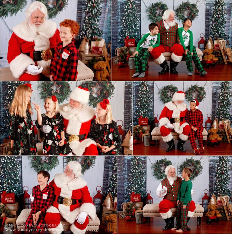 Santa Claus mini session photographer near Atlanta, kids laughing