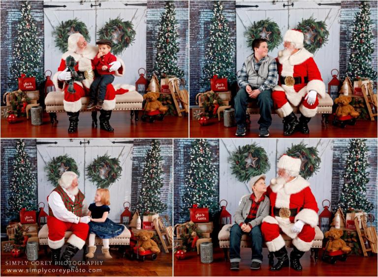 Santa mini sessions near Carrollton, Georgia; kids talking to Santa