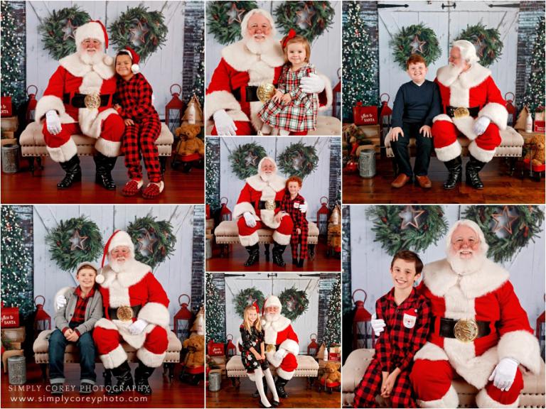 Villa Rica Santa Claus mini sessions, kids smiling with Santa