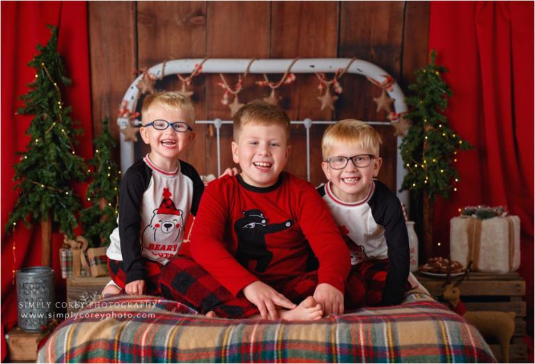 Douglasville Christmas Pajama mini sessions, brothers laughing