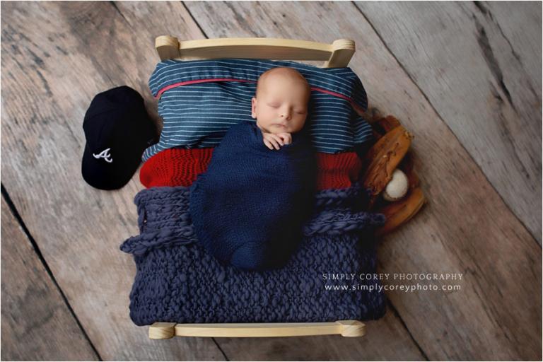 newborn photographer near Carrollton, Georgia; baseball studio session