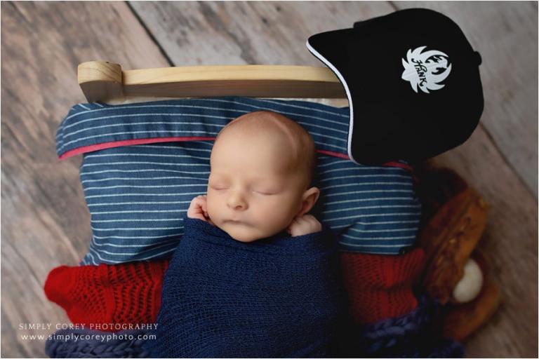 Newnan newborn photographer, baby boy baseball studio session