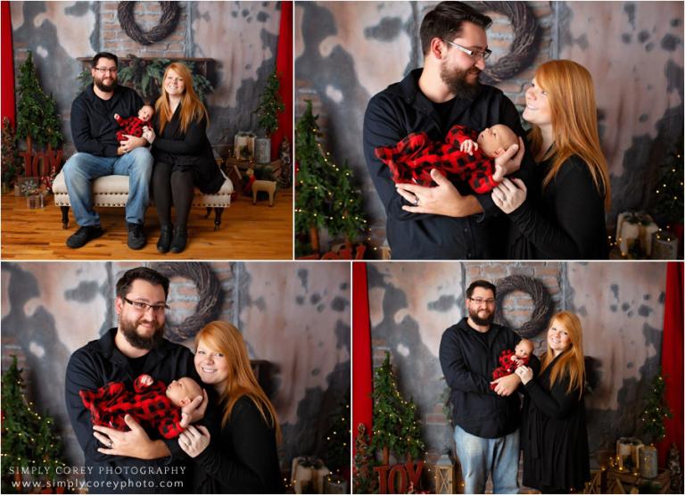 Newnan newborn photographer, Christmas session of family with new baby