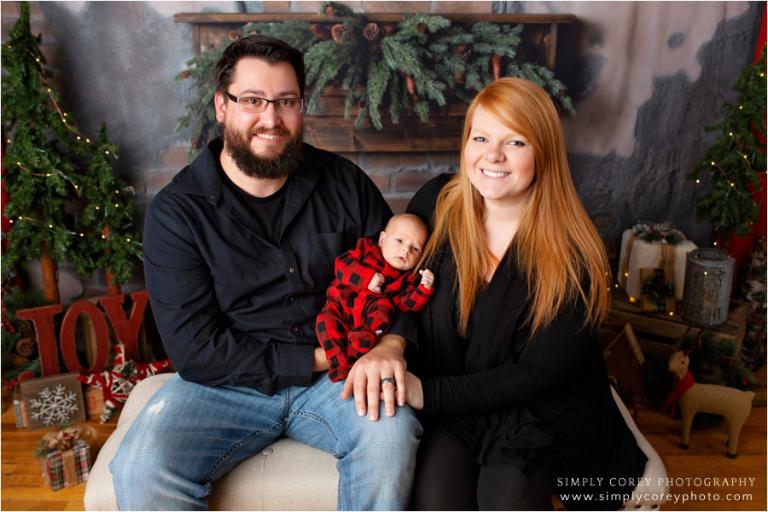 West Georgia family photographer, Christmas photo with a newborn