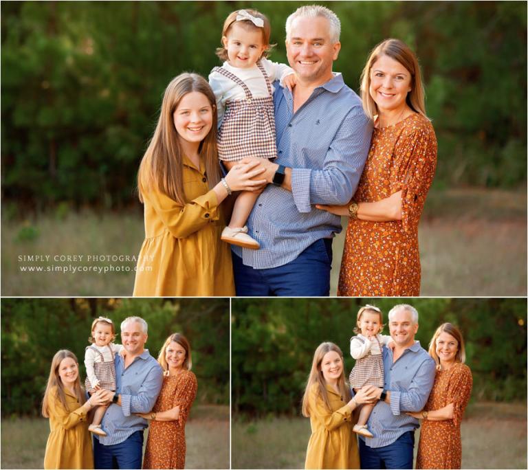 Newnan family photographer, parents with tween and baby outside