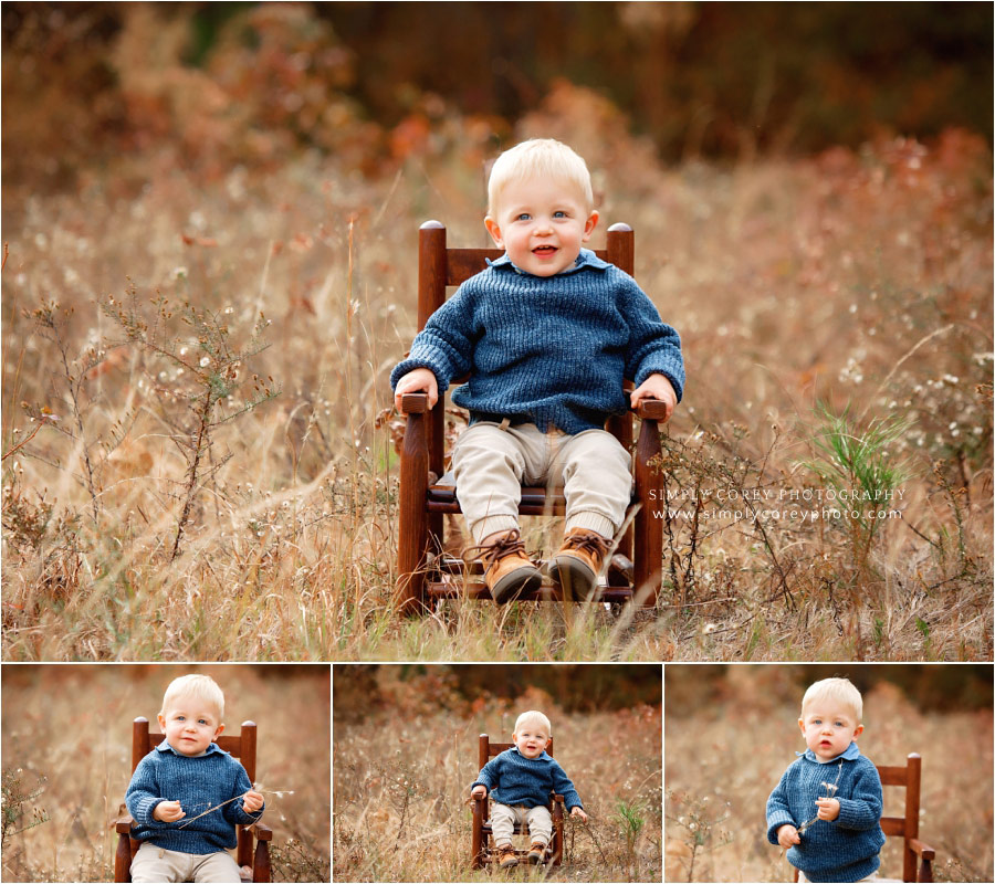 Douglasville baby photographer, fall mini session outside in field