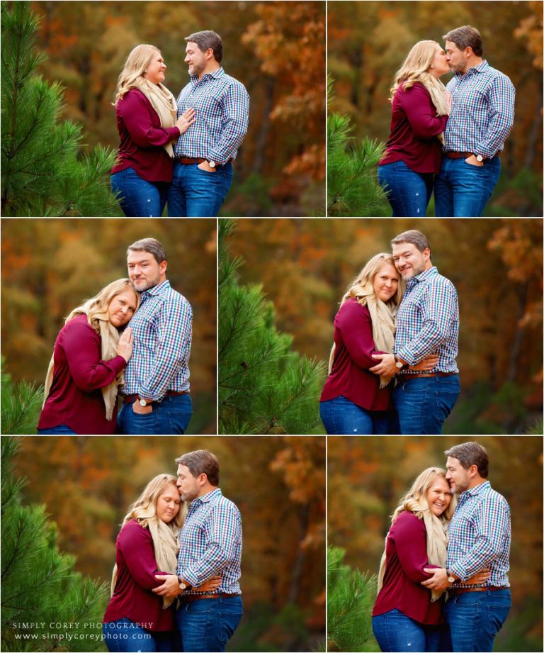 Villa Rica couples photographer, outdoor fall portraits with pines