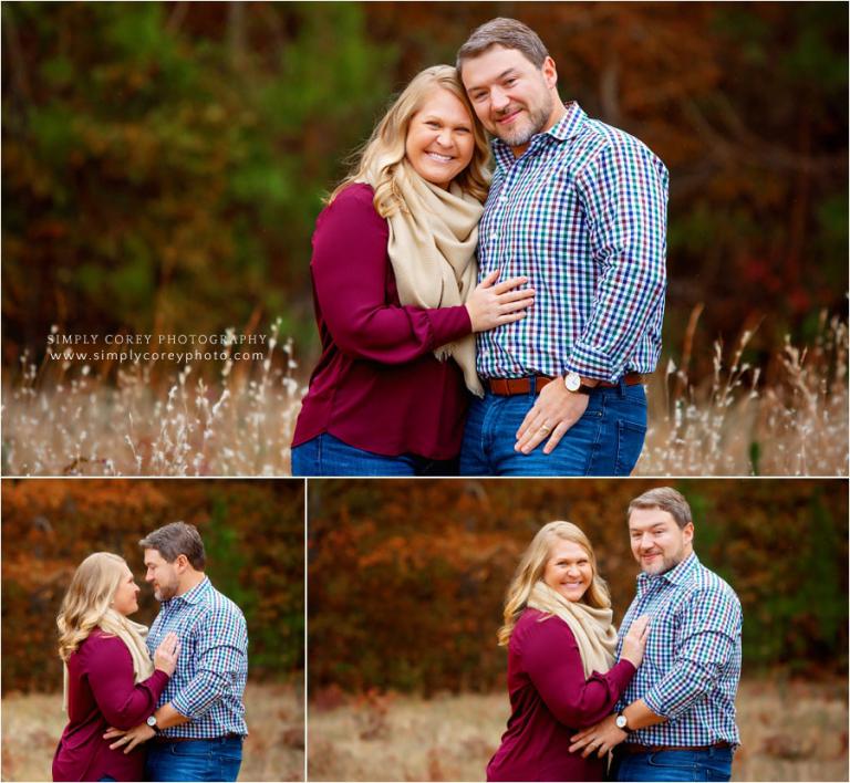 West Georgia couples photographer, fall mini session in a field