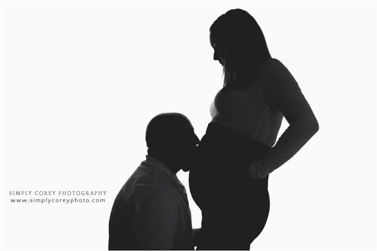 West Georgia maternity photographer, couple silhouette in studio