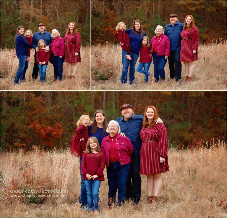 Douglasville family photographer, extended family session in fall