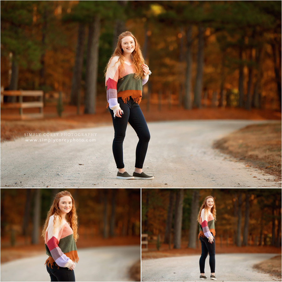 West Georgia senior portraits, teen outside on a country dirt road