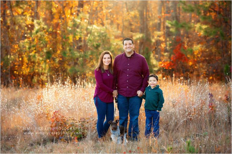 Douglasville family photographer, fall mini session with dog