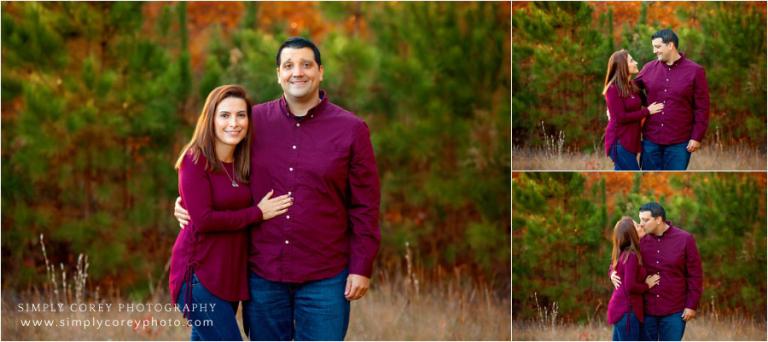 West Georgia couples photographer, parents outside during family session