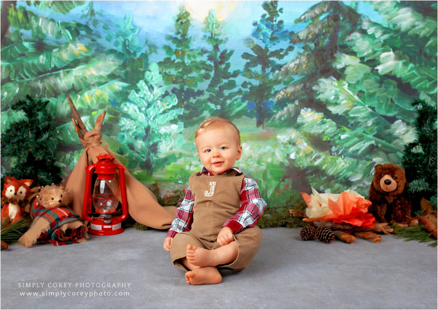 West Georgia baby photographer, camping theme studio photography