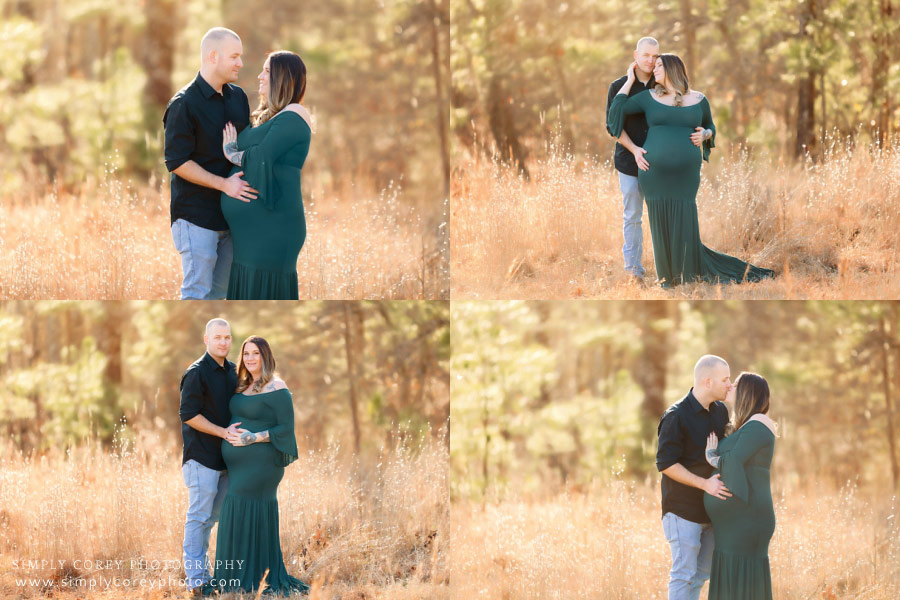 Bremen maternity photographer, couple outside in golden field