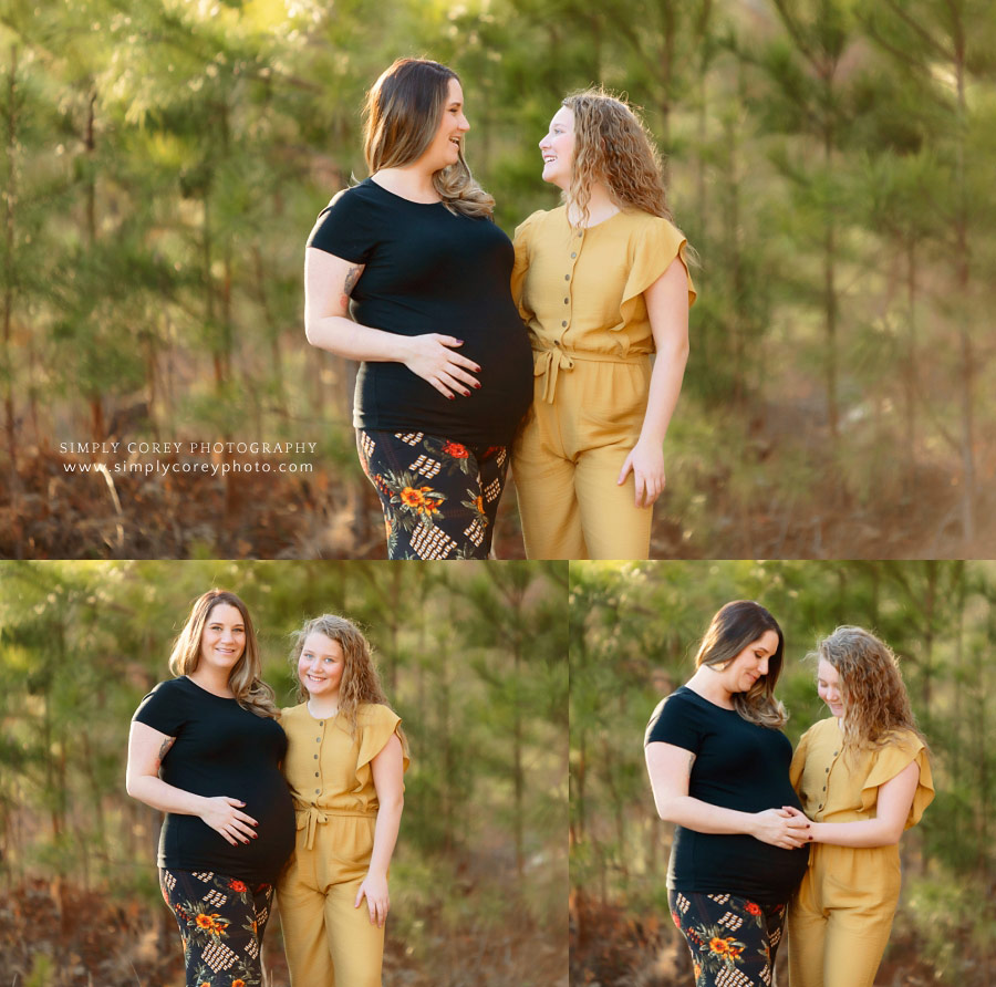 Carrollton maternity photographer, expecting mom with older tween daughter