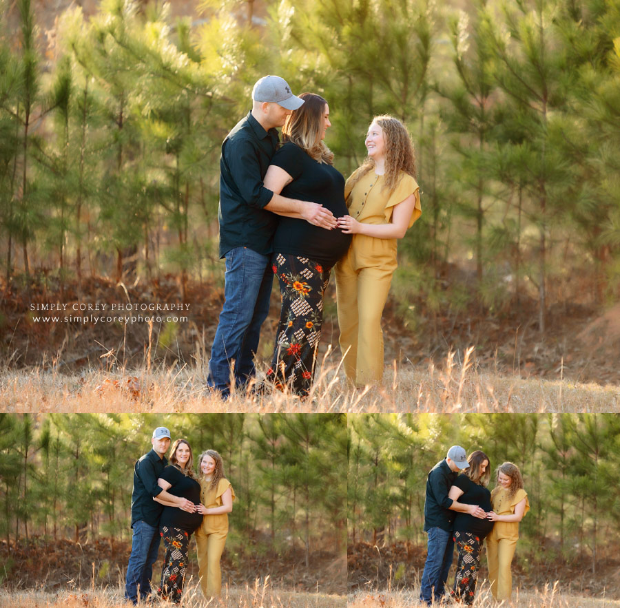Newnan family photographer, outdoor maternity session by pines