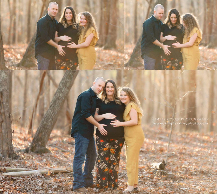 West Georgia family photographer, maternity session in woods