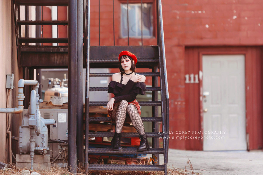 Atlanta photographer, young lady with punk fashion during urban session