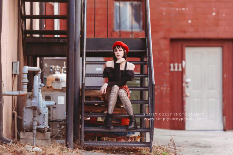 Carrollton, Georgia photographer; punk fashion session downtown on stairs