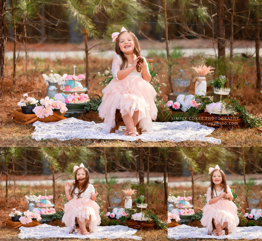 Villa Rica children's photographer, outdoor birthday tea party