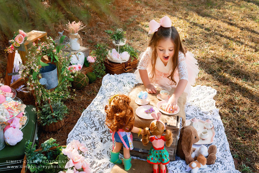West Georgia children's photographer, tea party with American Girl dolls