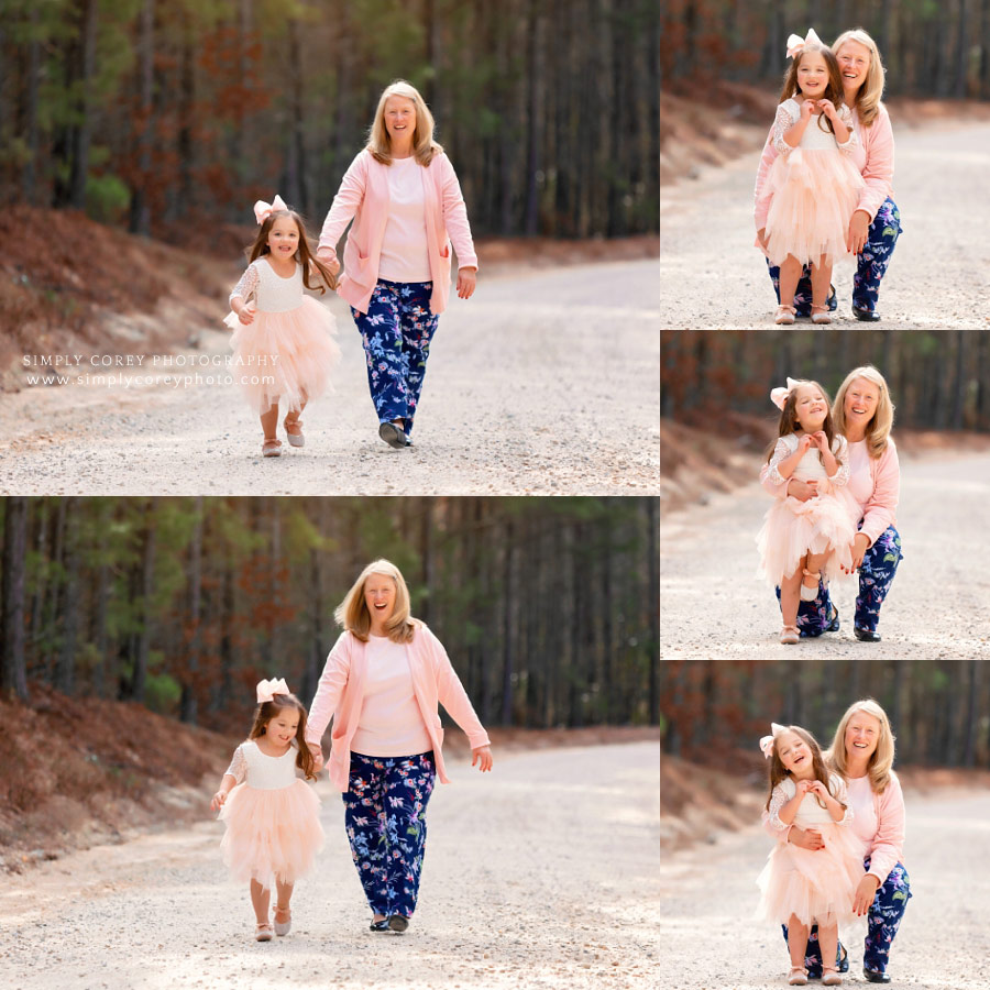 West Georgia family photographer, grandma and granddaughter on country road