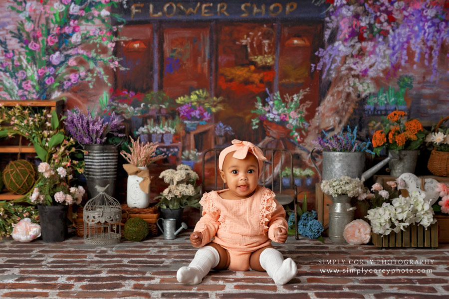 Atlanta baby photographer, flower shop spring mini session