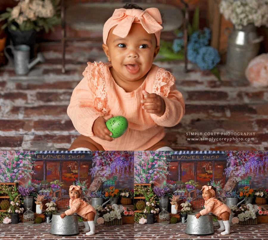 Bremen baby photographer, flower shop mini in studio