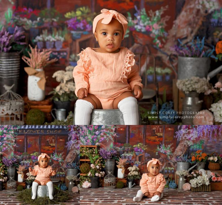 Douglasville baby photographer, flower shop studio set for spring