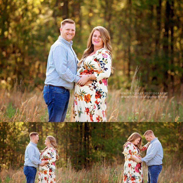 Douglasville maternity photographer, couple in field with tall grass